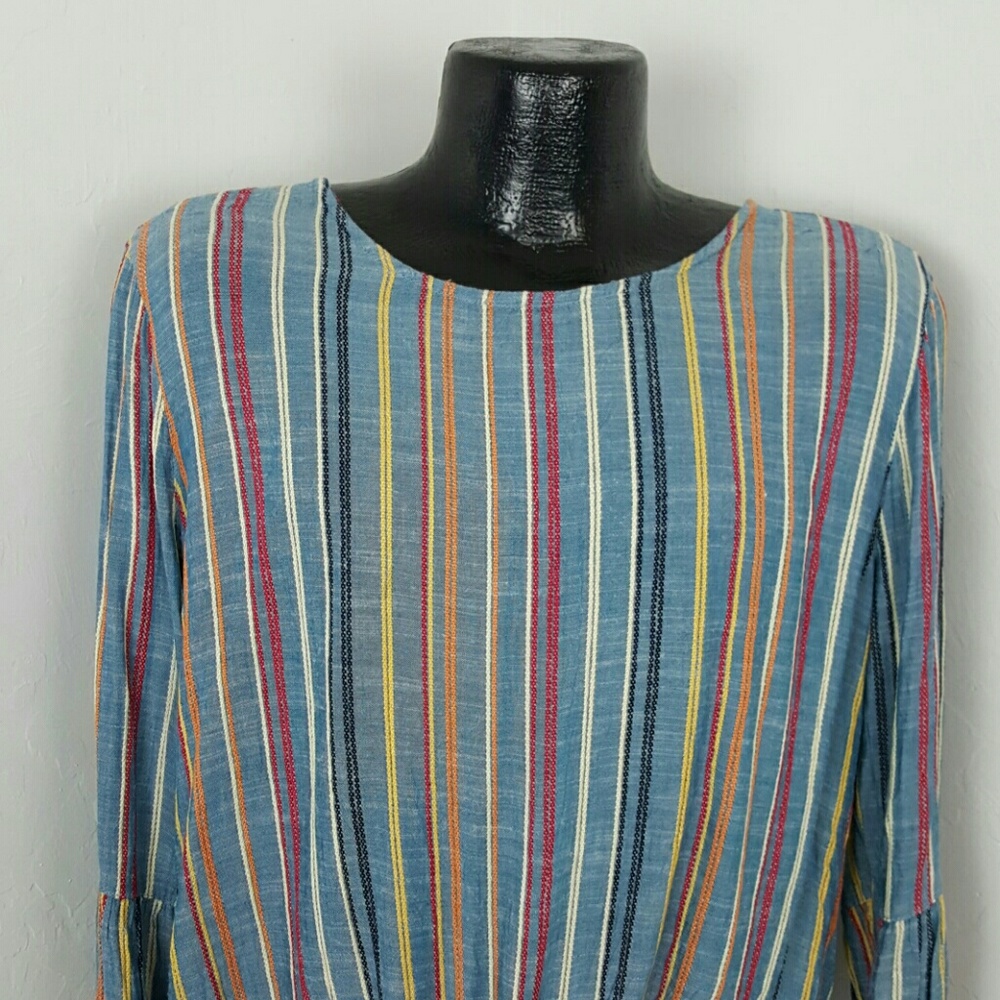 Keep in touch top blouse long sleeve stripes women size M